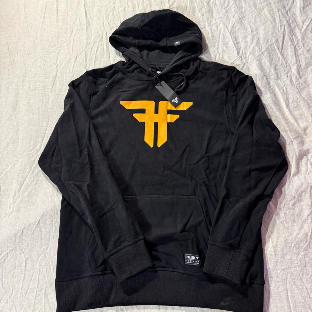 Fallen Footwear Hoodie 
Black with Yellow Logo
Size XXL
New with tags